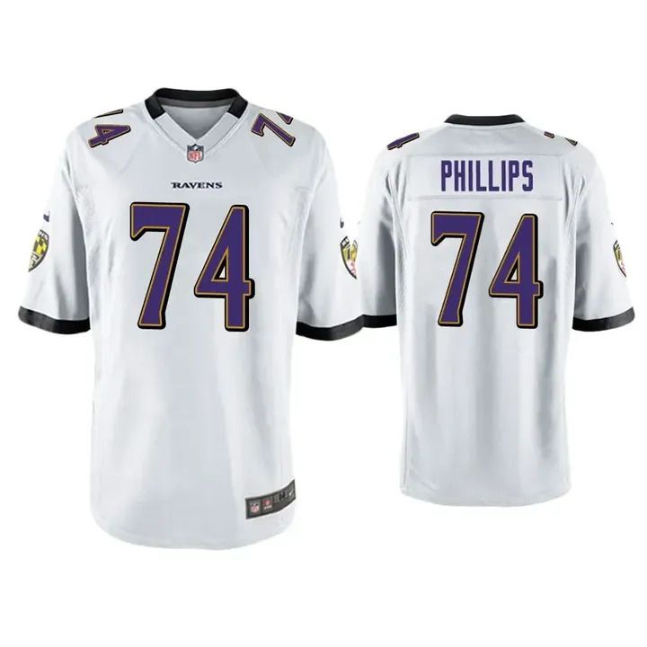 Men Baltimore Ravens 74 Tyre Phillips Nike White Game Player NFL Jersey